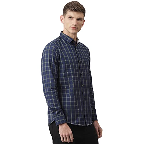 Image of Thomas Scott Men's Polyester Checkered Slim Fit Formal T-Shirt