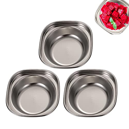 delr Platos de salsa de acero inoxidable 3 piezas | Tazón de salsa de acero inoxidable - condimento para vinagre, especias, azúcar, cuencos apilables, accesorios de cocina casera