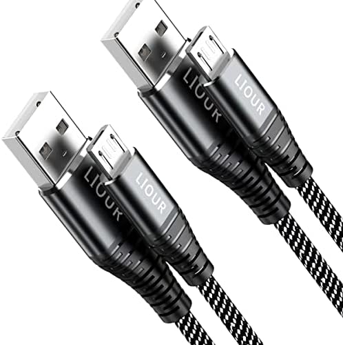 Micro USB Cable Android USB to Micro 2.0 Cable (2 Pack, 1.5 Meters), Nylon Braided Fast Charging Cable Compatible with Samsung, Kindle, Android Phones, Galaxy S7 Edge, Moto G5, PS4 (Black)