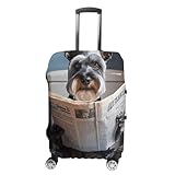 Badezimmer-Kunst, Miniatur-Schnauzer-Kunst, lustige Badezimmer-Dekoration, Hund in Toilette, Tier in Toilette, Haustierladen-Kunst, Hundekunst, 1 Gepäckkoffer, Stil:, L(26-28inch), Kofferhülle