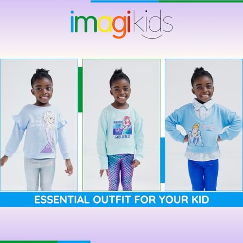 Image of Disney Minnie Mouse Frozen Princess Girls Fleece Sweatshirt & Iridescent Leggings Set Toddler to Big Kid Sizes (2T - 14-16)