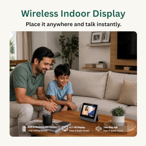 Image of Delitech Wireless Video DoorPhone | 2MP Video Doorbell + Wireless Home Display 1080p Resolution | Instant Phone & Tab Visitor Video Call | 2-Way Talk | Built-in Mic & Speaker | Free Installation*