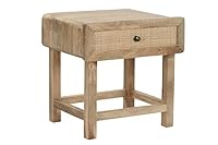 Nachttisch mit 1 Schublade aus Mangoholz und natürlichem Rattan, 51 x 40 x 51 cm