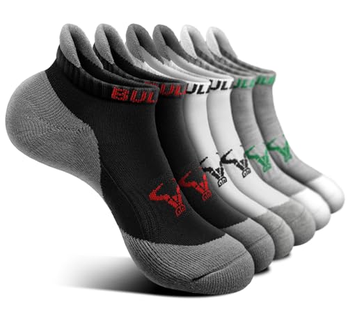 BULLIANT Running Socks Men-Athletic Ankle Wicking Socks Cushioned For Men Walking-Arch Compression Support