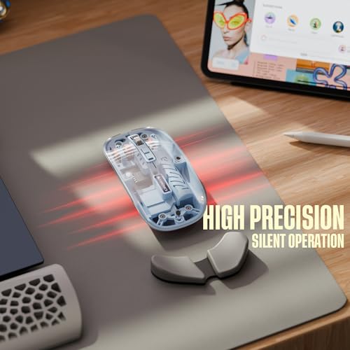 Image of ZEBRONICS Glassy 10 Wireless Mouse, Dual Mode (2.4GHz + BT), Upto 1600 DPI, Silent Operation, 5 Buttons, Type-C Charging, Comfortable & Ergonomic, for Mac | Laptop | Computer (Blue)