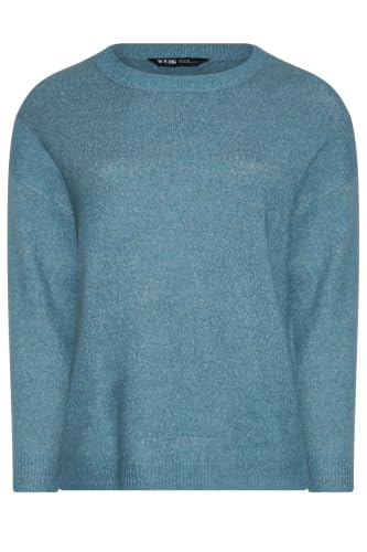 Image of Yours Curve Soft Touch Knitted Jumper - Women's - Plus Size Curve Blue