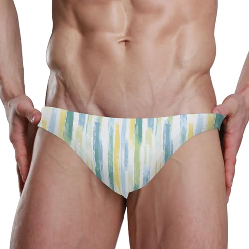 Tie-dye Yellow Green Swim Briefs for Men Swimsuit Bikini Swimwear S B04035114