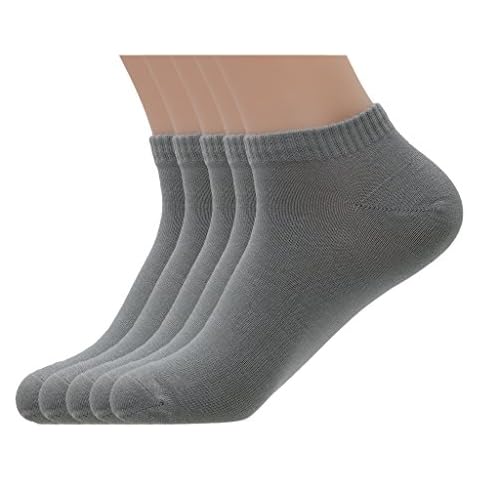 PEARL CARE Womens Low Cut Ankle Socks Ladies Pearl-fiber Odor-Eater Moisture-wicking Breathable No Show Socks (5 Pack) Grey Cover
