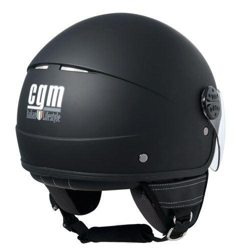 CGM Demi-Jethelm 109A Florida – Mattschwarz, Größe XL (59 Cm), Leicht & Kompakt Mit Abnehmbarem Nackenschutz