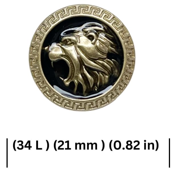 Image of Abs Golden 3D Lion Head Shank Button Embedded Enameled Lucite Round Abs Button for Blazer Suits Coat Bandhgala DIY Art & Crafts (Pack of 8 Small, Black Lucite)