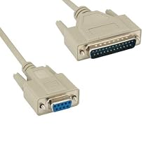 KENTEK 6 Feet FT DB9 Female to DB25 Male Null Modem Serial Printer Cable Adapter Cord 28 AWG F/M Molded D-SUB RS-232 Crossover 9 to 25 Pin for PC Mac Serial Device
