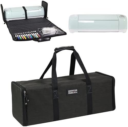 Everything Mary Die-Cut Machine Carrying Case, Heather Black - Craft Sticker Bag Compatible with Cricut Air/Maker & Brother ScanNCut - Cutting Storage for Vinyl, Tools, Accessories