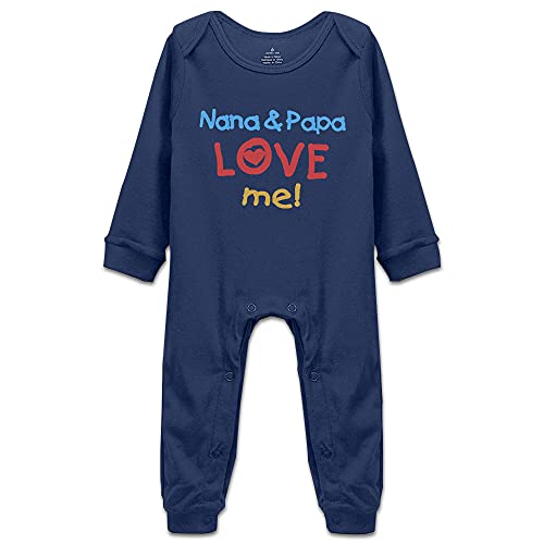 DOQOSESHY Nana and Papa Love Me Infant Cotton Baby Bodysuit Jumpsuit Clothes, 3 Months, Long Sleeve-white