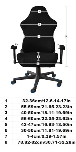 tintoke 4Stk Gaming Stuhl Bezug Waschbar,Waschbar Gaming Stuhl Bezug,Gaming Stuhlhussen,GamingStuhlbezüge Anti-Rutsch,Mit Reißverschluss, passend für Gamingstuhl, Computerstuhl, Drehstuhl (schwarz)