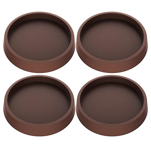 Furniture Coasters Caster Cups,Furniture Leg Protectors 2.5 Inch 4pcs Brown Rubber Pads no Slip - for Hardwood Floors