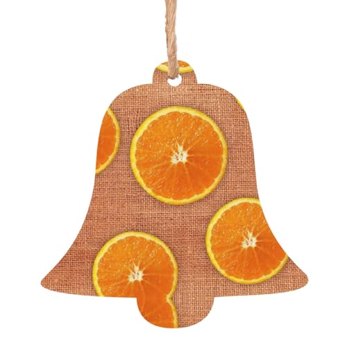 Decorazioni natalizie in legno con stampa di limoni e arance, rustiche, da appendere, con corde di iuta