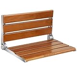 18' Teak Folding Shower Seat Wall Mounted,Fold Down Shower Bench for Small Shower Space, Home Care Teak Wood Stool for Inside Shower,Pregnants-Maximum Load 380lb[European Teak] (18'-Yellow)