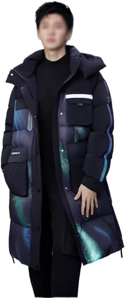 VIDI Couples Winter Thick Coat Goose Down Jacket Men And Women Over The Knee Long
