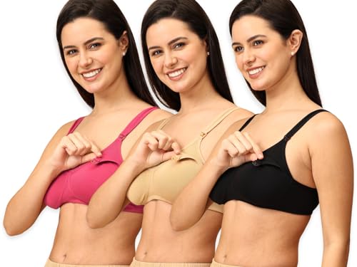 Image of The Mom Store Mom Nursing Bra | Full Coverage Non Padded Bra | Feeding Bra | Maternity Bra | Non Wired Bra | Cotton Blend