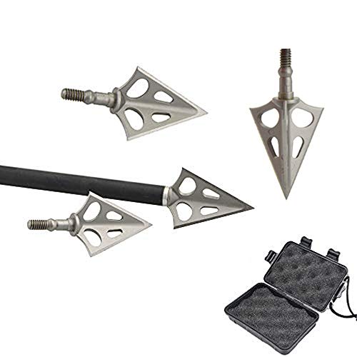 ZSHJG 6pcs Pfeilspitzen 3 Klingen Jagdspitzen Bogenschießen Broadhead 106 Grains Jagdpfeilspitzen für Schießen Trainieren für Pfeil und Bogen (Pfeilspitze + Kästchen)