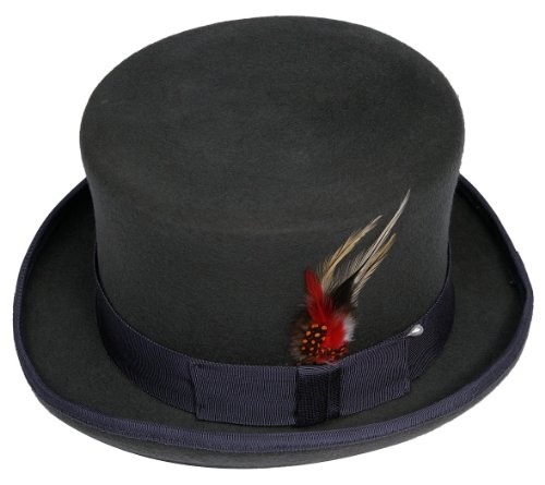 New Mens Gray Top Hat (Grey) - 100% Wool, Extremely Stylish, Very