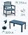 SERWALL Patio Dining Set for 6, Outdoor Dining Sets for 6 Person with 1 Umbrella Hole Cut-Out Rectangular Table and 6 Chairs, HDPE Dining Sets for Garden, Backyard, Poolside, Blue