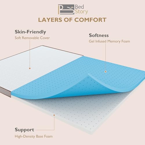BedStory Short Queen Memory Foam Mattress Topper - 2.5 Inch Bed Toppers with Breathable Cover, CertiPUR-US