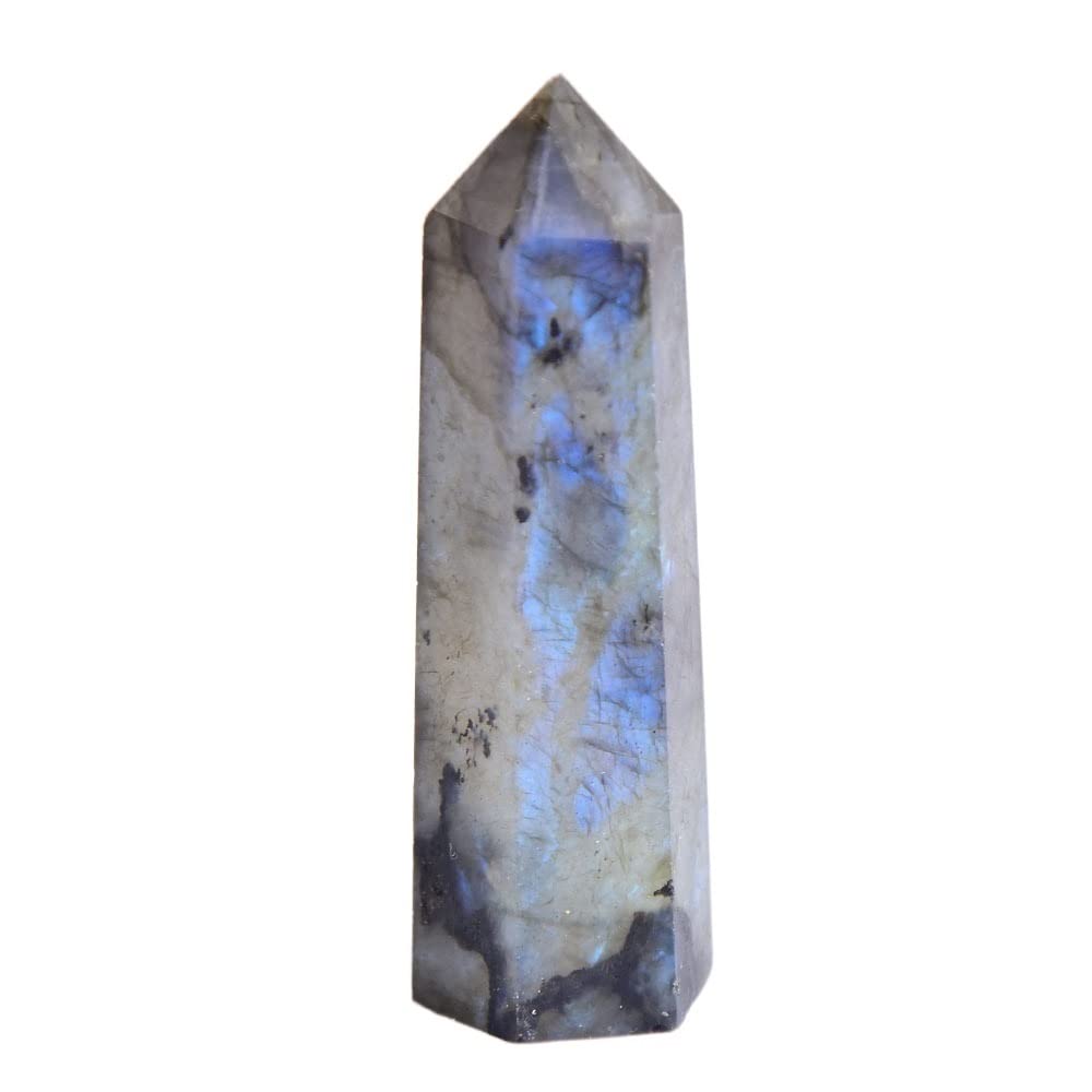 KJEBVHIRS 1PC Labradorite Hexagonal Column Stone Crystal Point Ornament Wand Home Decor DIY Gift Decoration Ornaments (Size : 50-60mm)