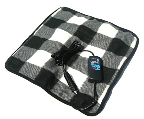 Trillium Worldwide Car Cozy 2 12-Volt Heated Mini Travel Pad, Black & White Plaid, (TWI-3201B)