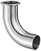 Dixon B2CM-G200 Stainless Steel 304 Sanitary Fitting, 90 Degree Clamp x Polished Weld Elbow, 2" Tube OD