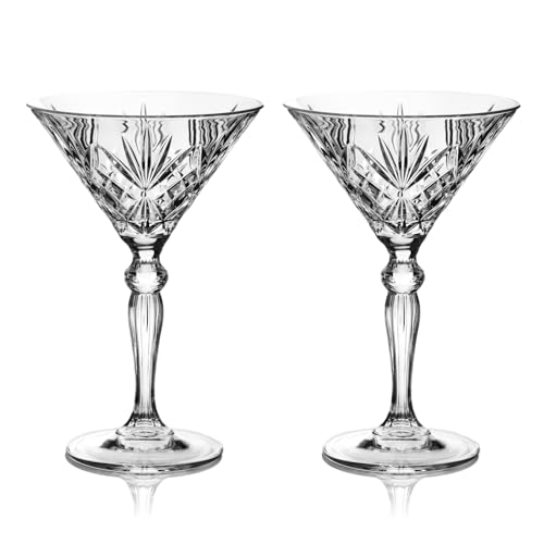 DIAMANTE Martini Cocktail Glasses Pair - 'Chatsworth' - Gift Box of 2