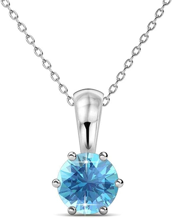 Cate & Chloe March Birthstone Earring and Necklace Set - 18k White Gold Plated with 1ct Genuine Gemstone Crystals, Birthstone Jewelry for Women