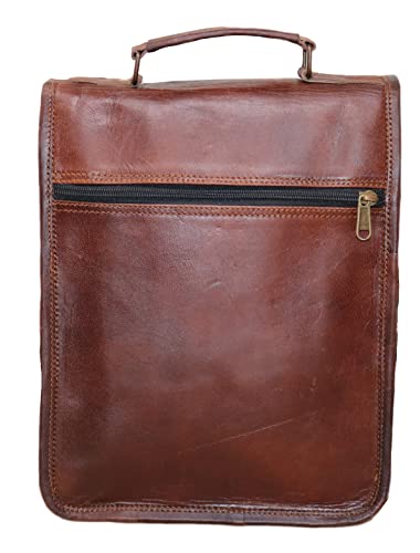 11" small Leather messenger bag shoulder bag cross body vintage messenger bag for women & men satchel man purse compatible with Ipad and tablet - Thumbnail 5