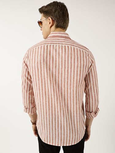Image of Thomas Scott Men's | Striped | Full Sleeve | Slim Fit | Polyester Blend | Single Pocket | Spread Collar | Casual Shirt