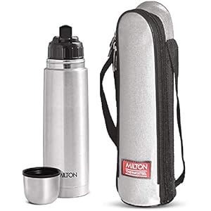 Milton Flip Lid 500 Thermosteel 24 Hours Hot and Cold Water Bottle with Bag, 1 Piece, 500 ml, Silver | Leak Proof…