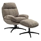 Fauteuil Pivotant Inclinaison Réglable avec Repose Pieds Tissu Brun de la gamme Loam. Offrez-vous un confort incomparable avec ce fauteuil pivotant ultra moelleux et son repose-pieds.