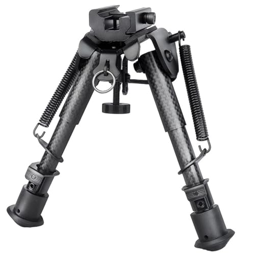 PBTMCD Bípode Táctico Ligero De Fibra De Carbono, Altura Ajustable De 15 A 23 Cm, Patas con Muescas Y Adaptador For Riel.