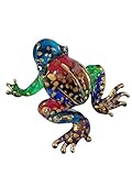 Mr_air_Thai_Glass_Blown Tiny 2 Inches Multicolor Gold Dots Frog Figurine - Miniature Hand Blown Painted Glass Colorful Frogs Amphibian Tropical Animals Crystal Decorative Collectible Figurines Décor