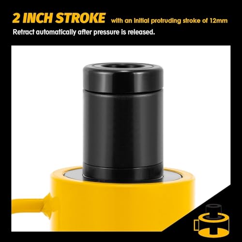 Image of NEWTRY 60 ton Hydraulic Hollow Jack Cylinder 2'' Stroke Porta Power Ram Industrial Lifting Jack Retract Automatically