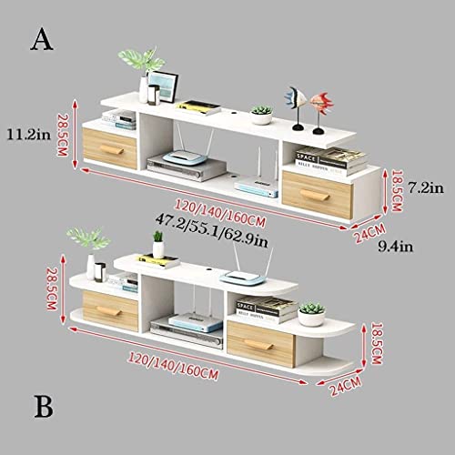Meuble TV flottant jaune de 120 cm pour salon moderne
