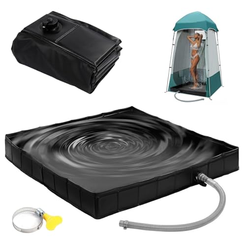 Faltbare Duschbasis Tragbares Duschwanne mit Ablaufschlauch, 104 x 104 x 13cm, Duschzeltbasis für Den Innen- und Außenbereich, Hält die Füße Sauber und Badet Haustiere