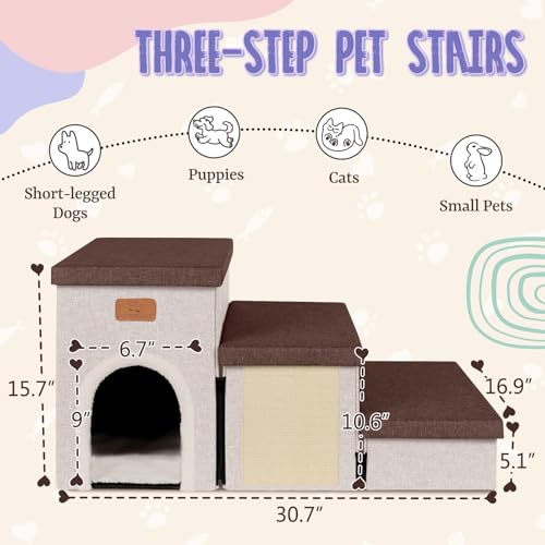 downluxe Escadas para Cães Pequenos, Degraus Dobráveis para Cães para Cama, Sofá E Cadeira, Degraus