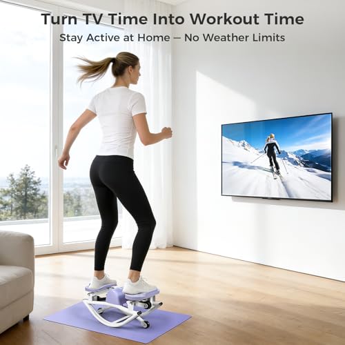 Image of Rock Stepper Side to Side, Rocking Stepper with Lateral Motion, Compact Side Stepper for Home & Apartment, Low Impact Workout Machine with Resistance Bands & Non-Slip Mat (Purple)