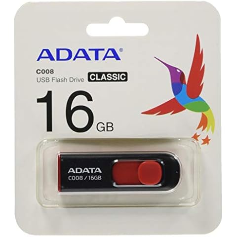 ADATA 16GB USB-Stick C008 Slider USB 2.0 schwarz rot Cover
