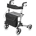 HealthSmart Rollator Walker with Seat and Backrest, Adjustable Handle Height, Removable Storage Bag and a Durable Lightweight Frame That Easily Folds While Supporting up to 300 pounds, Titanium