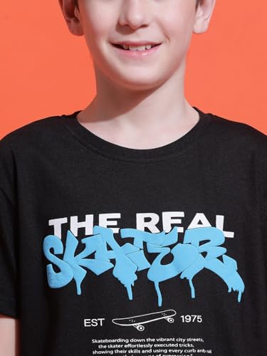 Image of Li'l Tomatoes Boys Cotton T-Shirt | Graphic Printed Half Sleeve Casual Summer Wear | Soft & Breathable | 9-16 Years