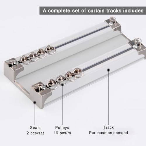 Double Row Ceiling Curtain Track System, Heavy-Duty Ceiling Mounted Rails for Room Dividers, Ideal for Living Room & Bedroom, 180cm (5.9ft) - White & Champagne Options