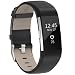 Henoda Replacement Bands Compatible with Fitbit Charge 2, Classic Genuine Leather Charge 2 Band Fitness Wristband for Women Men Small Large Black