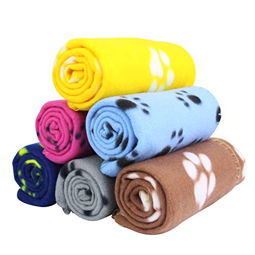AK KYC 6 Pack Mixed Puppy Blanket Cushion Dog Cat Fleece Blankets Pet Sleep Mat Pad Bed Cover with Paw Print Kitten Soft… - Image 3