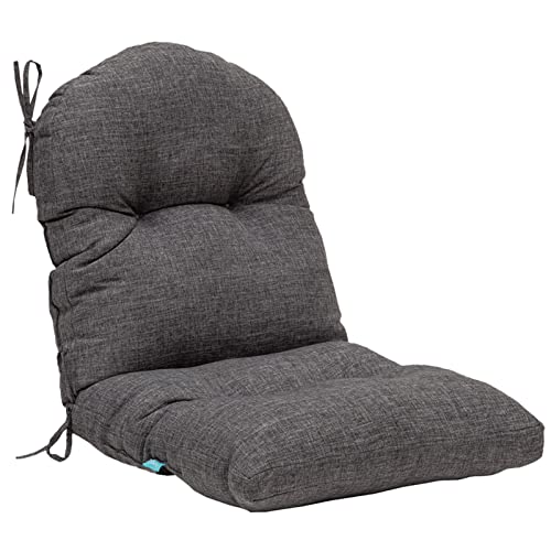 Image of QILLOWAY Tufted Outdoor Chair Cushion Set of 2, Waterproof 43x20x4 Inch Non Slip Replacement Pad for Wicker Lounge Patio Furniture, Charcoal Grey, Black
